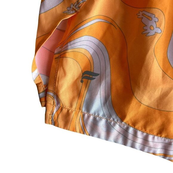 Fabletics Orange White Floral Daisy Print Colorful Lined Activewear Shorts Size - Picture 5 of 5